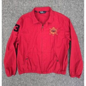 Polo Ralph Lauren Jacket Mens XXL Red Harrington Triple Pony Zip Casual Cotton